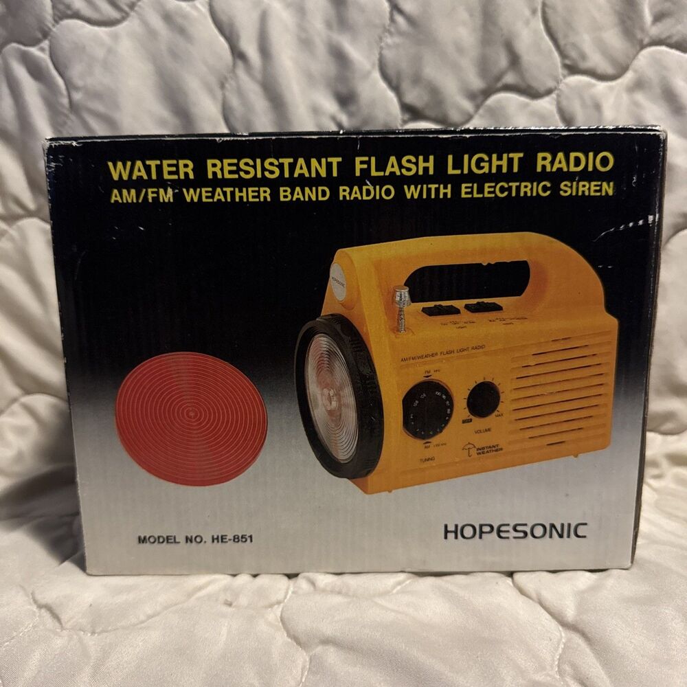 80s Hopesonic HE851 Yellow Emergency Weather Radio Flashlight Siren Sport AM/FM